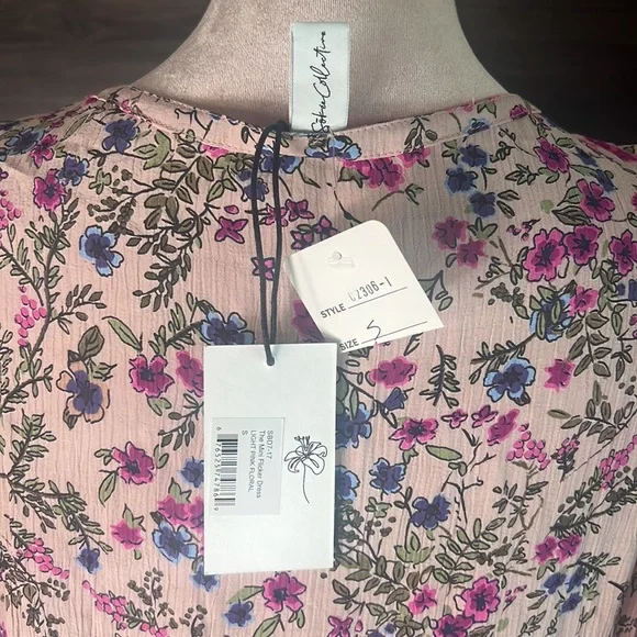 Sokie Collective Size S The Mini Flicker Dress Light Pink Floral Cottagecore NWT - Picture 5 of 6
